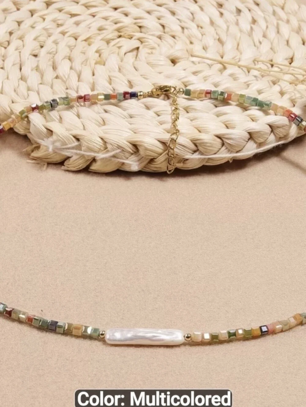 🎉🎉NEW🎉🎉 BEAUTIFUL!! Freshwater Chopstick Pearl & TOURMALINE Mini Cube Neckla